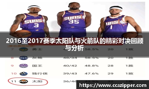 2016至2017赛季太阳队与火箭队的精彩对决回顾与分析